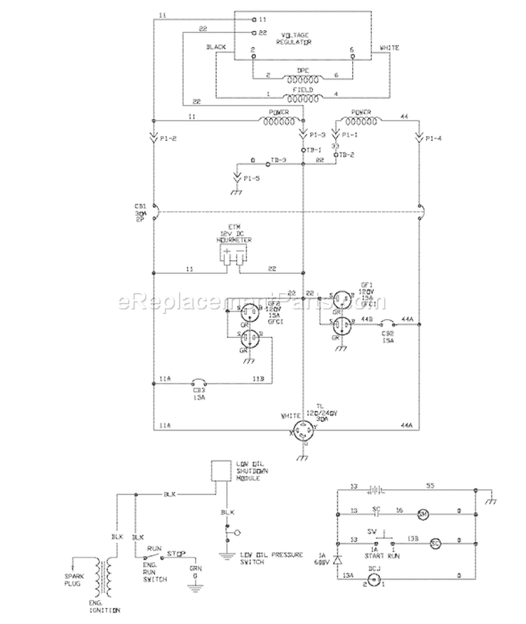 Page E Diagram and Parts List for 030244-2  Briggs and Stratton Generator